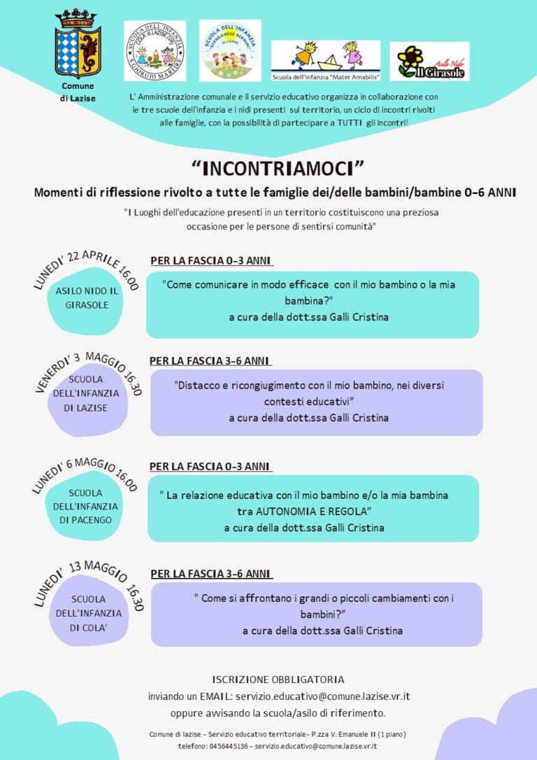 Educational meetings for parents in Lazise: communication with children and educational relationship