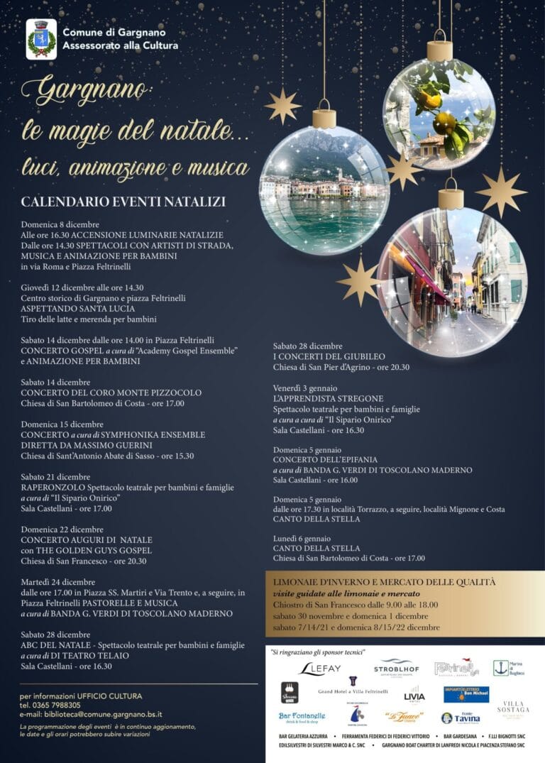 Gargnano lights up for the Christmas holidays: a calendar full of magic, music, and tradition