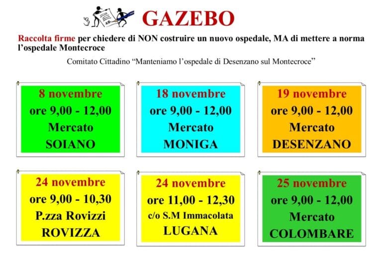 Signature Campaign to Safeguard the Desenzano Hospital: Events and Collection Dates
