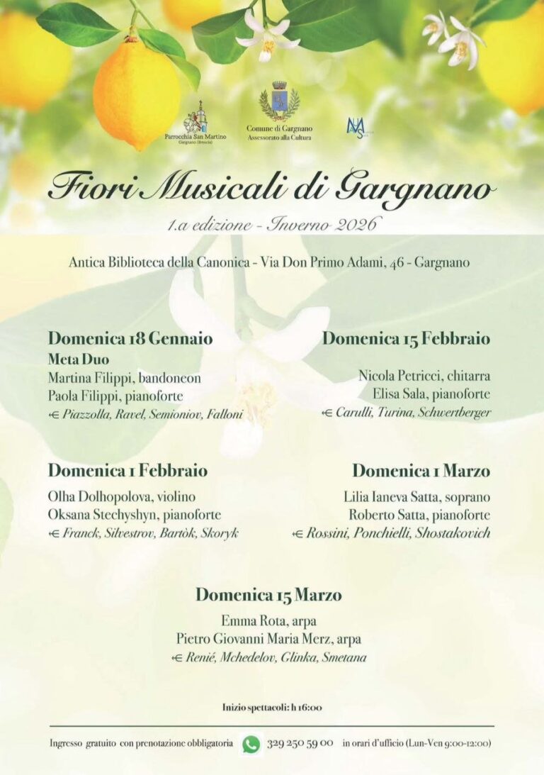 Gargnano Launches First Edition of Fiori Musicali with Concerts at the Canonica Library