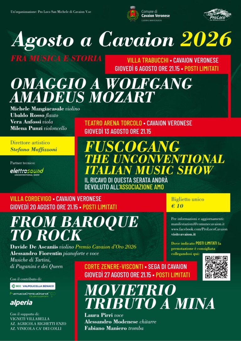 August 2026 in Cavaion: Four Concerts Blending Music and History