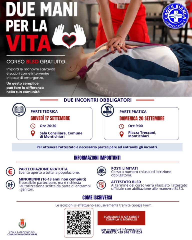 Free BLSD Course in Montichiari With Croce Bianca