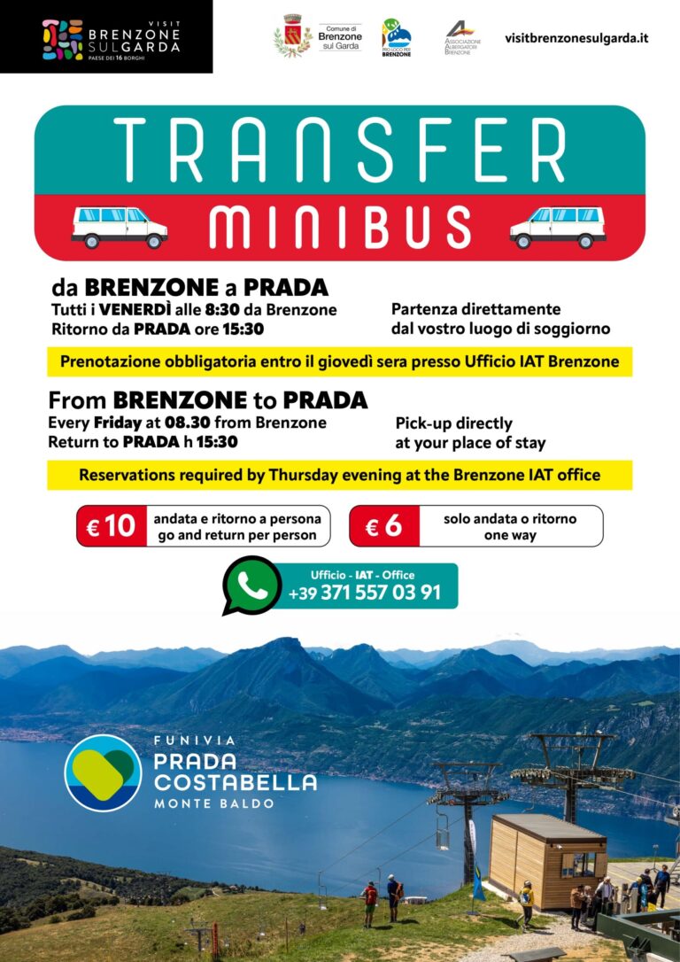 Minibus Transfer from Brenzone to Prada on Friday, August 28