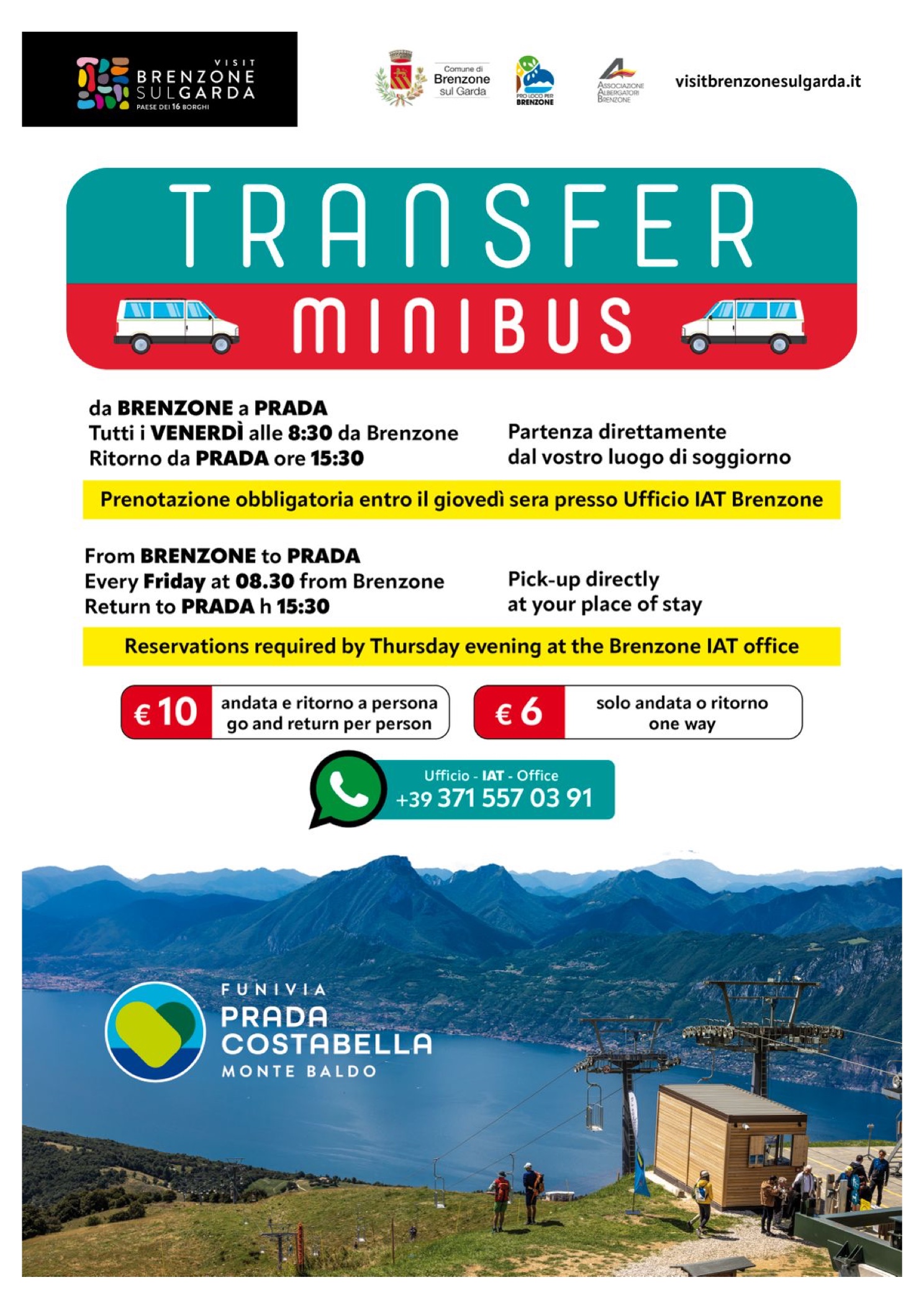 Shuttle Bus From Brenzone to Prada Runs Friday, September 11