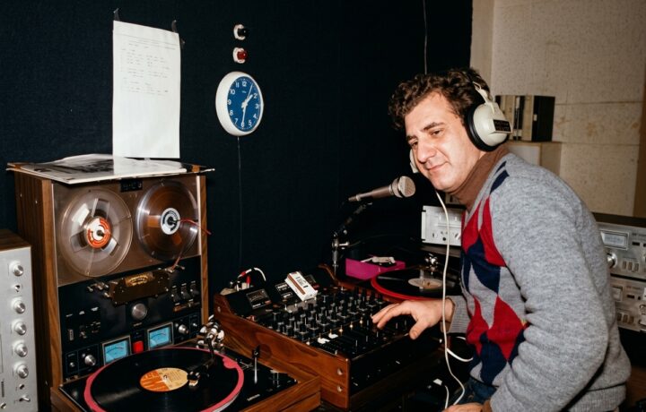 Radio Lonato DJ studio broadcast setup in 1976