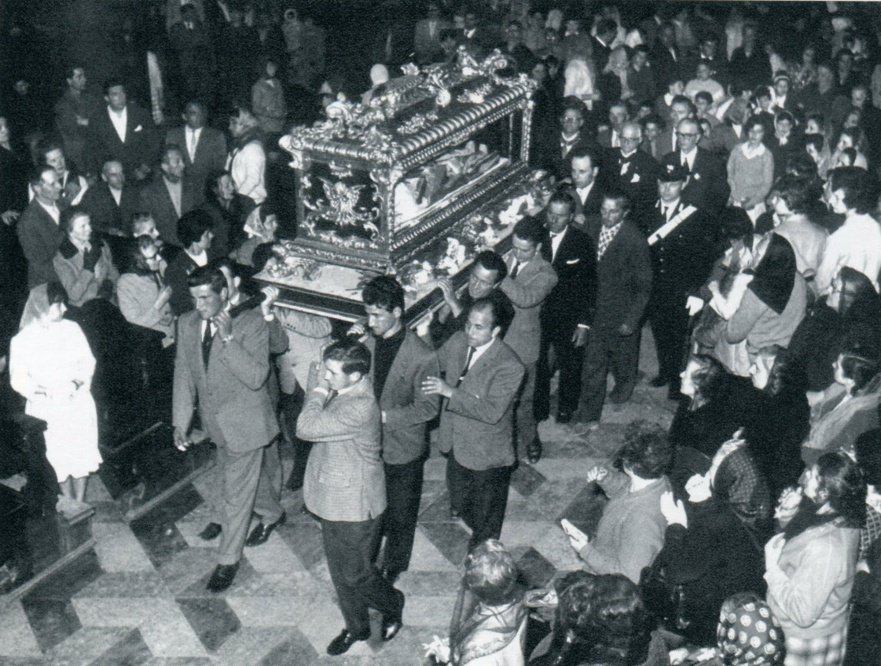 Altar and sacred sculpture of Saint Angela Merici in the Duomo of Salò