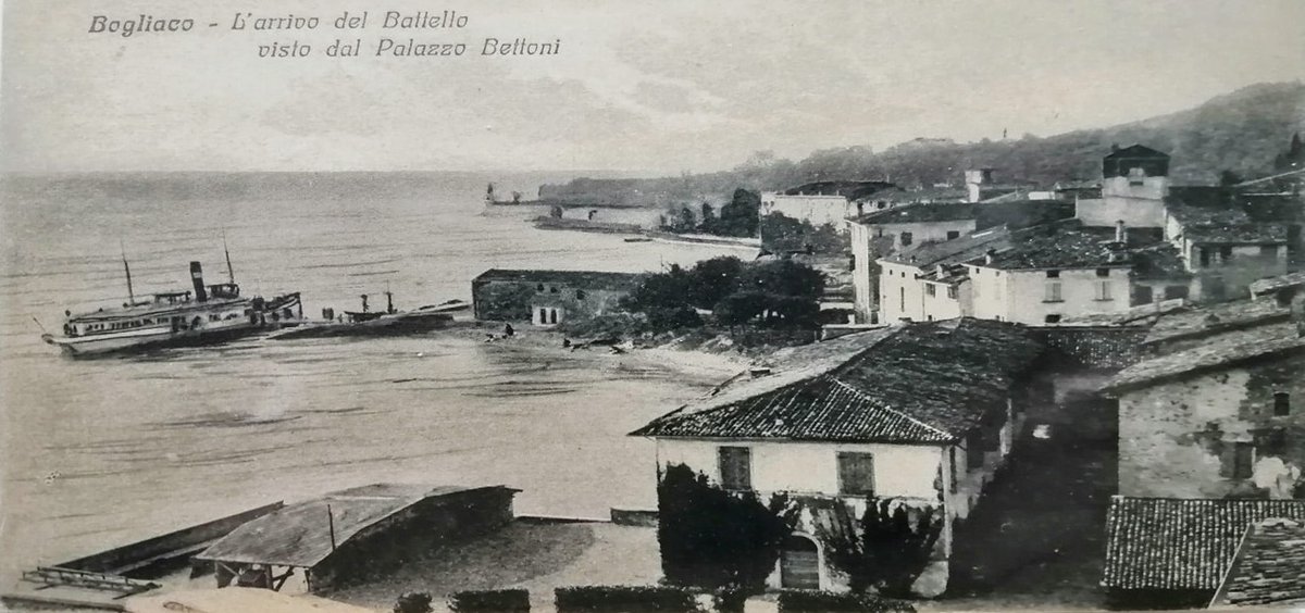 Bogliaco seen from Palazzo Bettoni with steamboat arrival circa 1920