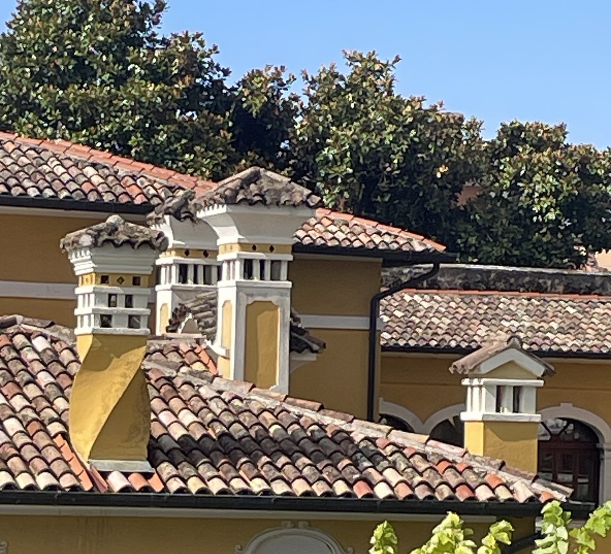 Eclectic chimneys of Asilo Belgiojoso in Gargnano