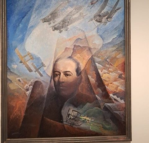 Futurist portrait of aeronautical pioneer Gianni Caproni painted by Alfredo Ambrosi